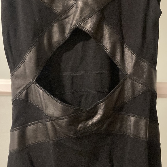 *last call* SANDRO bodycon black dress with leather accents - Picture 3 of 9